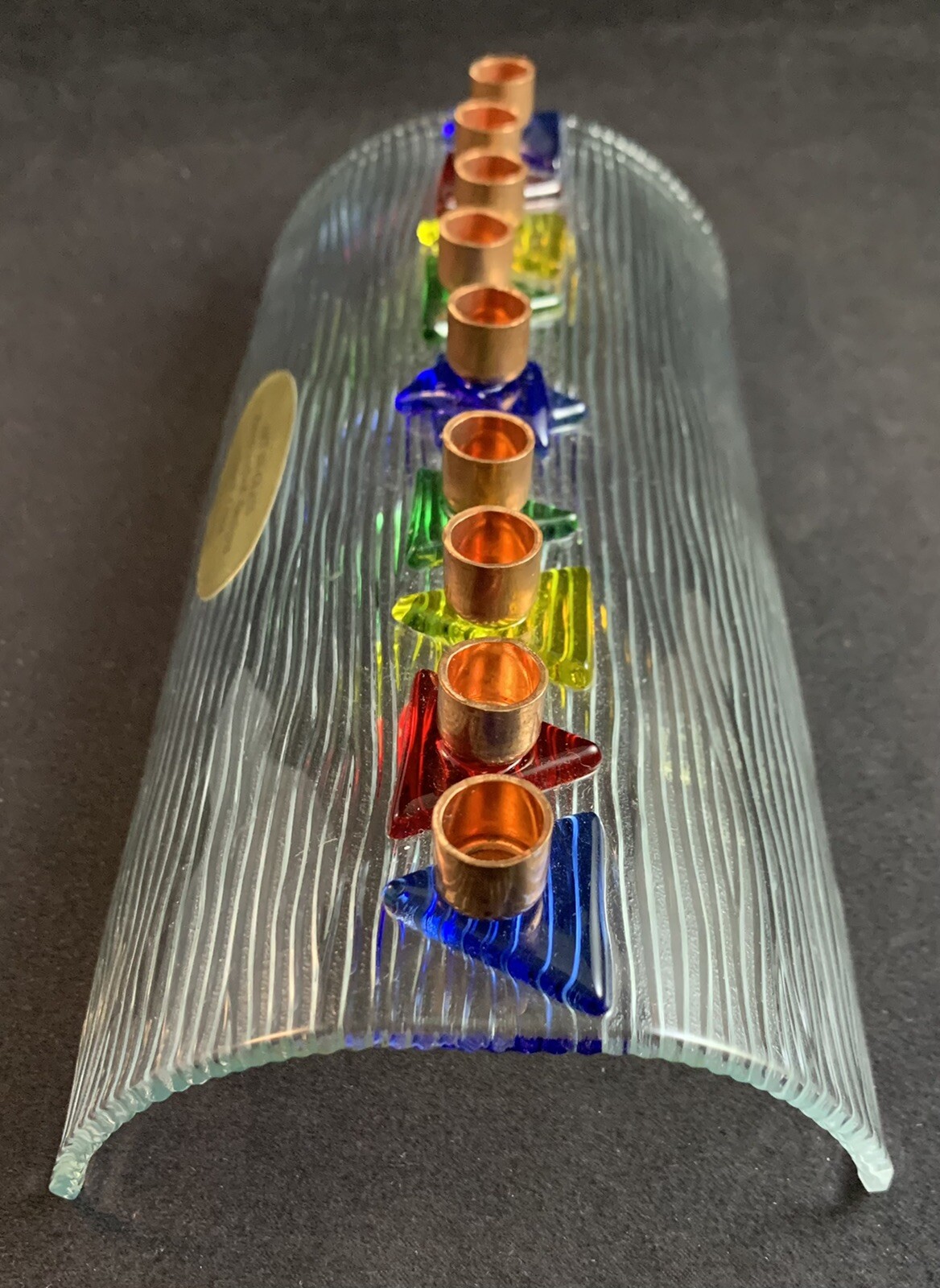 Vintage Handcrafted Fused Glass Jewish Hanukkah Menorah eBay