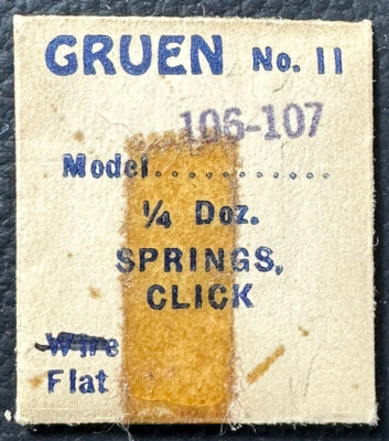 GRUEN #11 EB430 CAL106 1/4 DOZEN CLICK SPRING GENUINE JEWELER WATCH REPAIR WP4