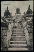 Indonesia Postcard 1914 Rare VHTF Java Baraboedoer Temple Steps Ancient Fashion 