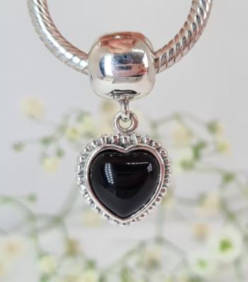 Authentic Pandora Charm MI Amor ONYX dangle black dangle #791046ON