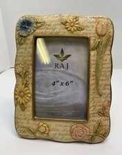 RAJ Collections Floral Flower Border 4x6 Photo Picture Frame Resin