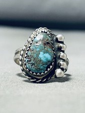 EXPRESSIVE VINTAGE NAVAJO ROYSTON TURQUOISE STERLING SILVER RING