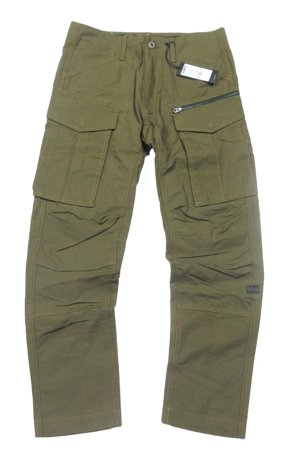 G-Star RAW Dark Olive Green Rovic Zip 3D Regular Tapered Hammer Ripstop Pants