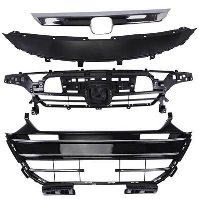 4PCS Factory Style Front Grille Set For Honda Accord 2021-2022 – Gloss Black & Silver