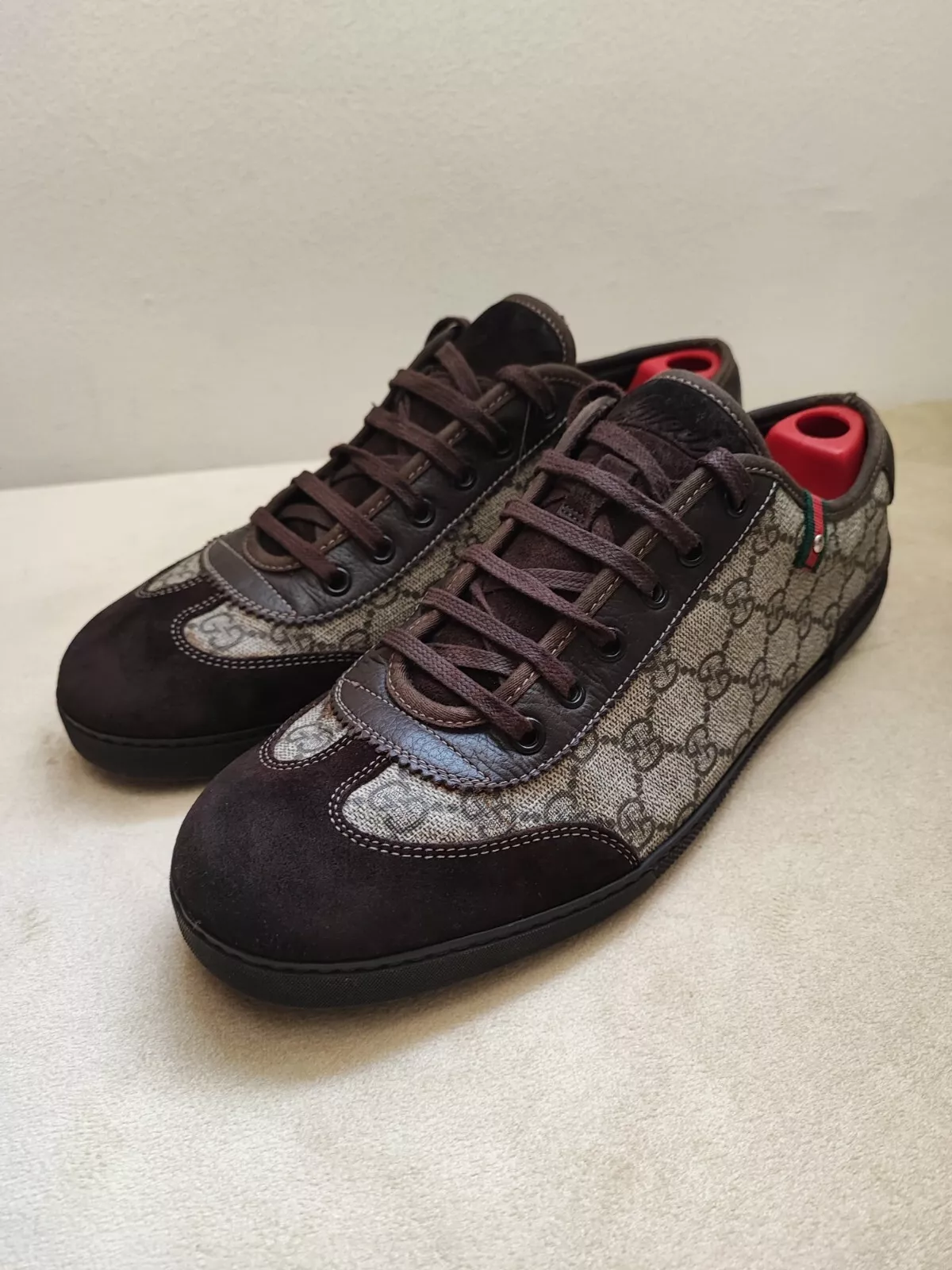 Baskets basses homme GUCCI GG Supreme toile cuir 9 US