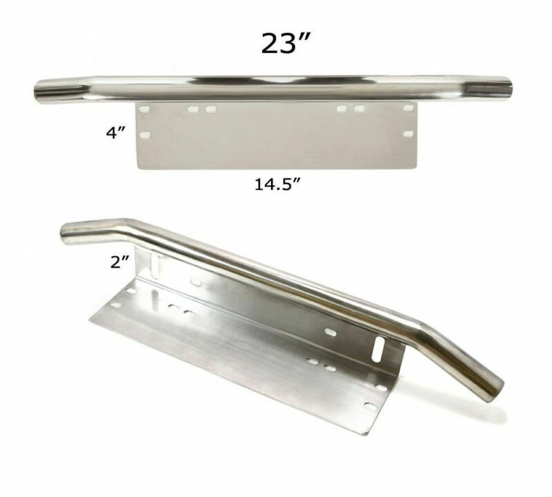 23" Bull Bar Front License Plate Mount Offroad Working Fog Lights Holder Bracket - Image 4 of 4