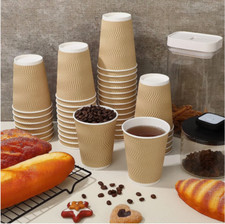 Disposable Takeaway Coffee Cups Kraft Triple Wall Hot Drink Cups 8oz,12oz, 16oz