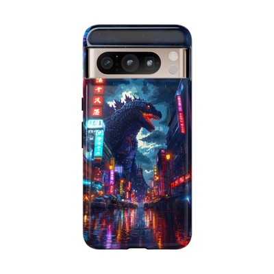 For iPhone, Galaxy, Pixel Phone Case Cover - Kaiju Monster Attack Night City