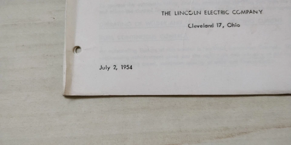 Lincoln IM-154-E 1954 soldador manual de instrucciones ~ SA-300 especial Foto 3 de 4