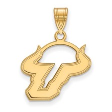 Yellow Sterling Silver LogoArt University of South Florida Bull Medium Pendant