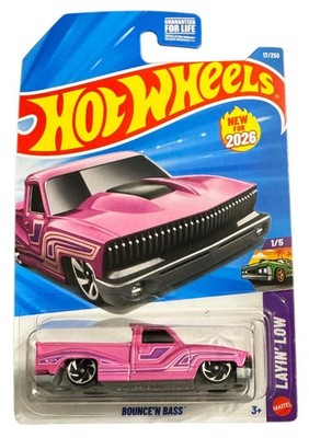 2026 HOT WHEELS PINK BOUNCE N BASS PICKUP Truck #17 (1/5) LAYIN LOW