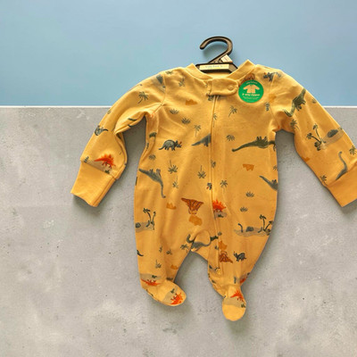 Carter's Newborn Yellow Dinosaur 2-Way Zip Cotton Knit Footed Sleeper