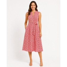 NWT Yumi Red Gingham Floral Embroidered Belted Midi Dress Size 8