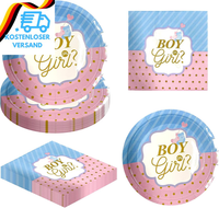 Gend Reveal Party Teller Set, 16 GäSte Geschirr Pappteller Servietten, FüR Babyp