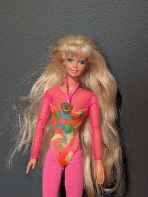 1993 Gymnast Barbie Doll Bend & Move Body Jointed Dressed