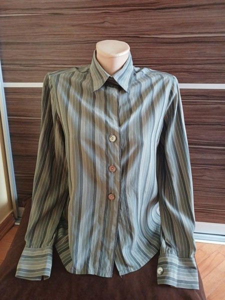 Women Akris Shirt Grey Silk 38 / M / 46