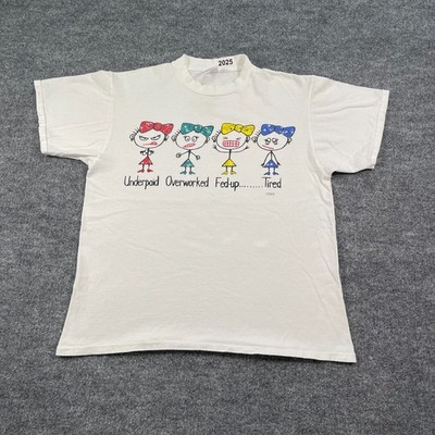 Vintage 90s Funny Worker Humor Shirt Large 22x26 White