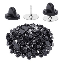 400pcs PVC Rubber Pin Backs Butterfly Clutch Tie Tacks Blank for black