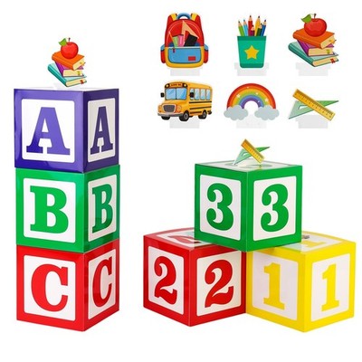 6 Pcs ABC 123 Decorations 30 x 30 cm Alphabet ABC 123 Balloon Box Friend Street 