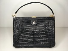 Comtesse Original Vintage Black Alligator Handbag in Excellent condition