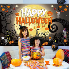 Happy Halloween Backdrop Banner - 70.8  43.3 Inches