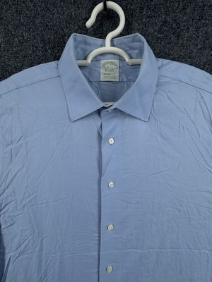 Brooks Brothers 16 33 Non-Iron Supima Cotton Spandex Milano Blue Men Long Sleeve