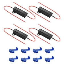 50W 15 Ohm Aluminum Shell Resistor, 4Pcs Housing Resistor with Clips, Black