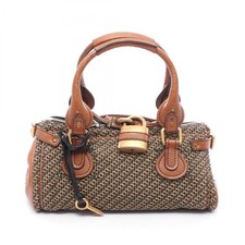 Borsa a tracolla Chloe Paddington tessuto pelle marrone nero beige usata donna