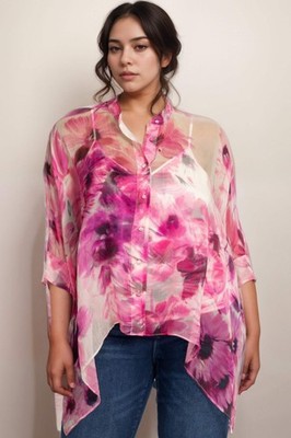 Johnny Was Jade Katia Oversized Floral Silk Blouse L10425 Plus Size