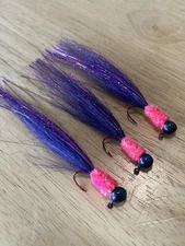 Three hand tied 1/16 crappie jigs 