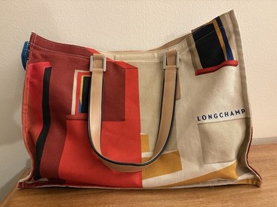 New Women s Longchamp Finca Luisa Canvas Tote Travel Bag