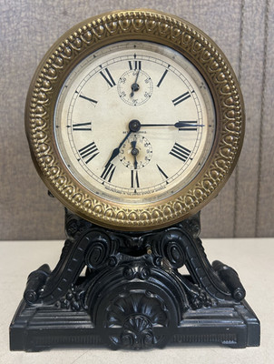 Antique Seth Thomas Long Alarm Mantle Desk Clock Wind-Up Works Great!