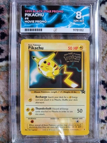 Pokemon TCG Pikachu 4 Black Star Promo Movie Promo Card WOTC 1999 - ACE 8