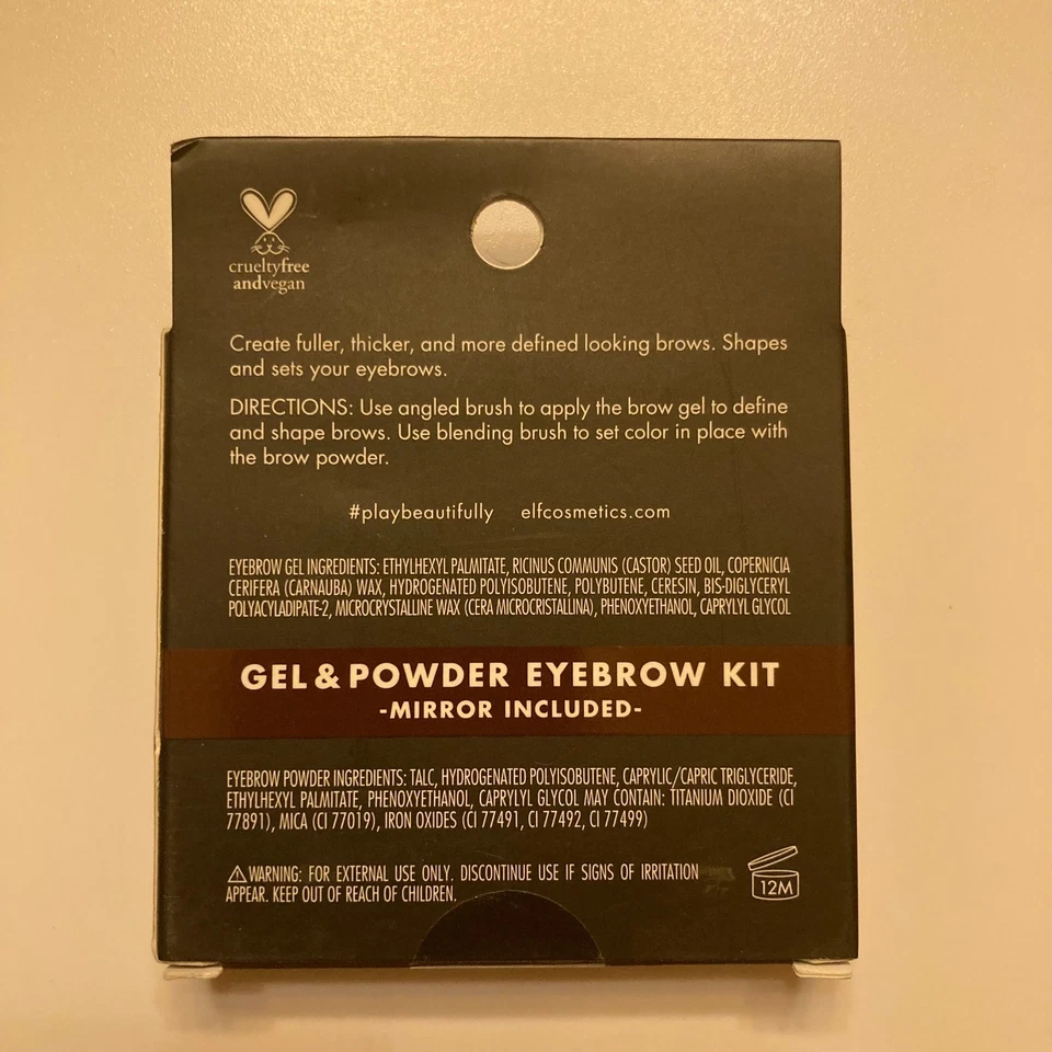 e.l.f. Gel & Powder Eyebrow Kit DARK with Brush and Mirror New with Box - Image 2 of 3