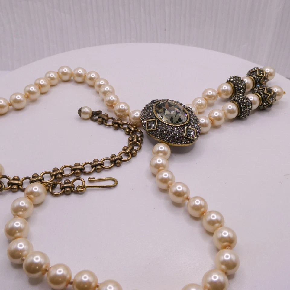 Collar Heidi Daus Swarovski imitación perlas cuentas gota en Y 20" Foto 3 de 4