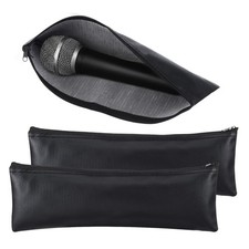 Microphone Bags Black Case Wireless Mic Protector Zipper Storage Pouch 2 Pack