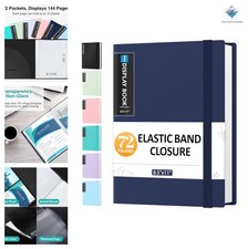 72 Pocket Portfolio Display Book 144 Pages 8.5x11 Clear Sheets Dark Blue