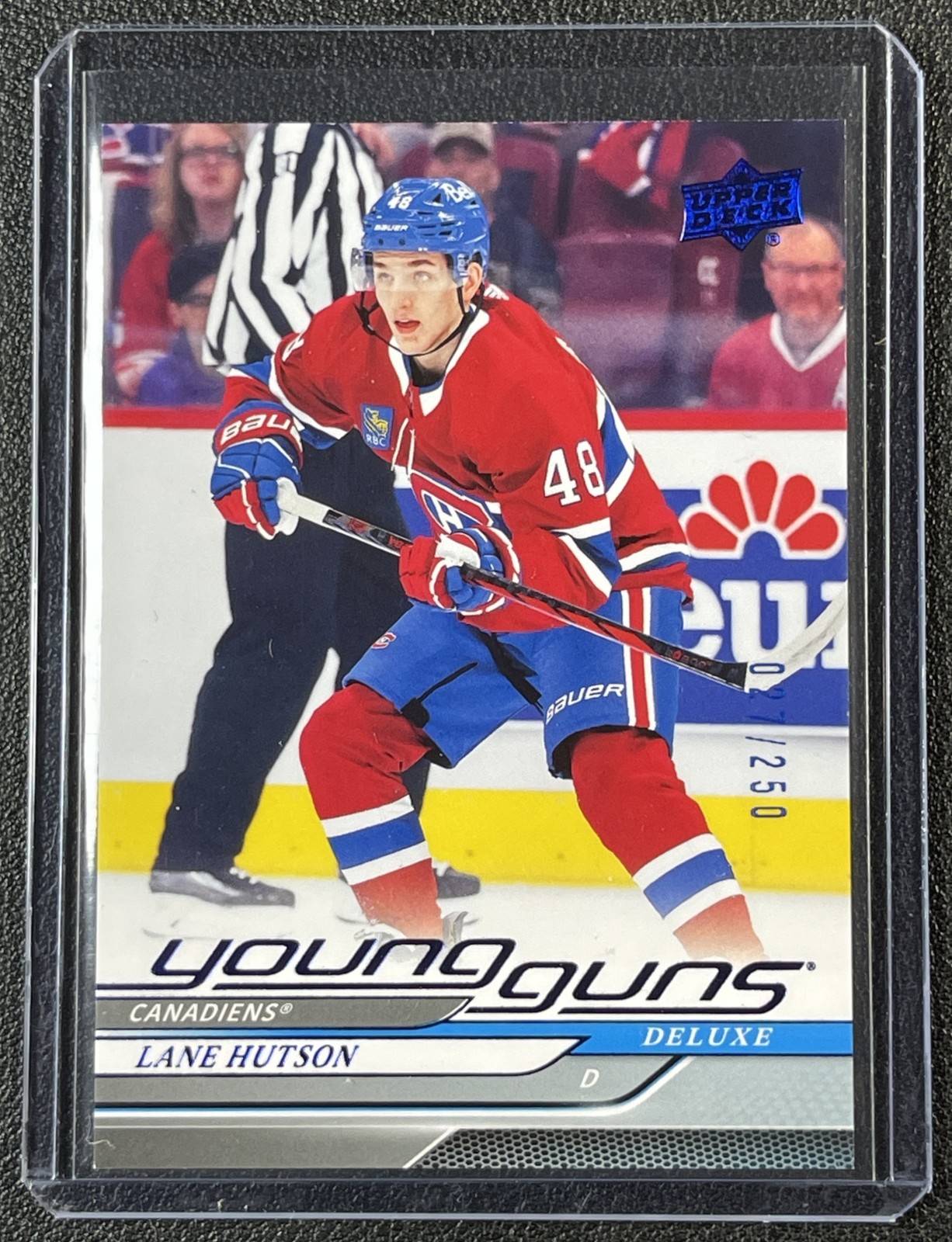 LANE HUTSON 2024-25 UPPER DECK #229 ROOKIE DELUXE YOUNG GUNS RC 27/250 CANADIENS