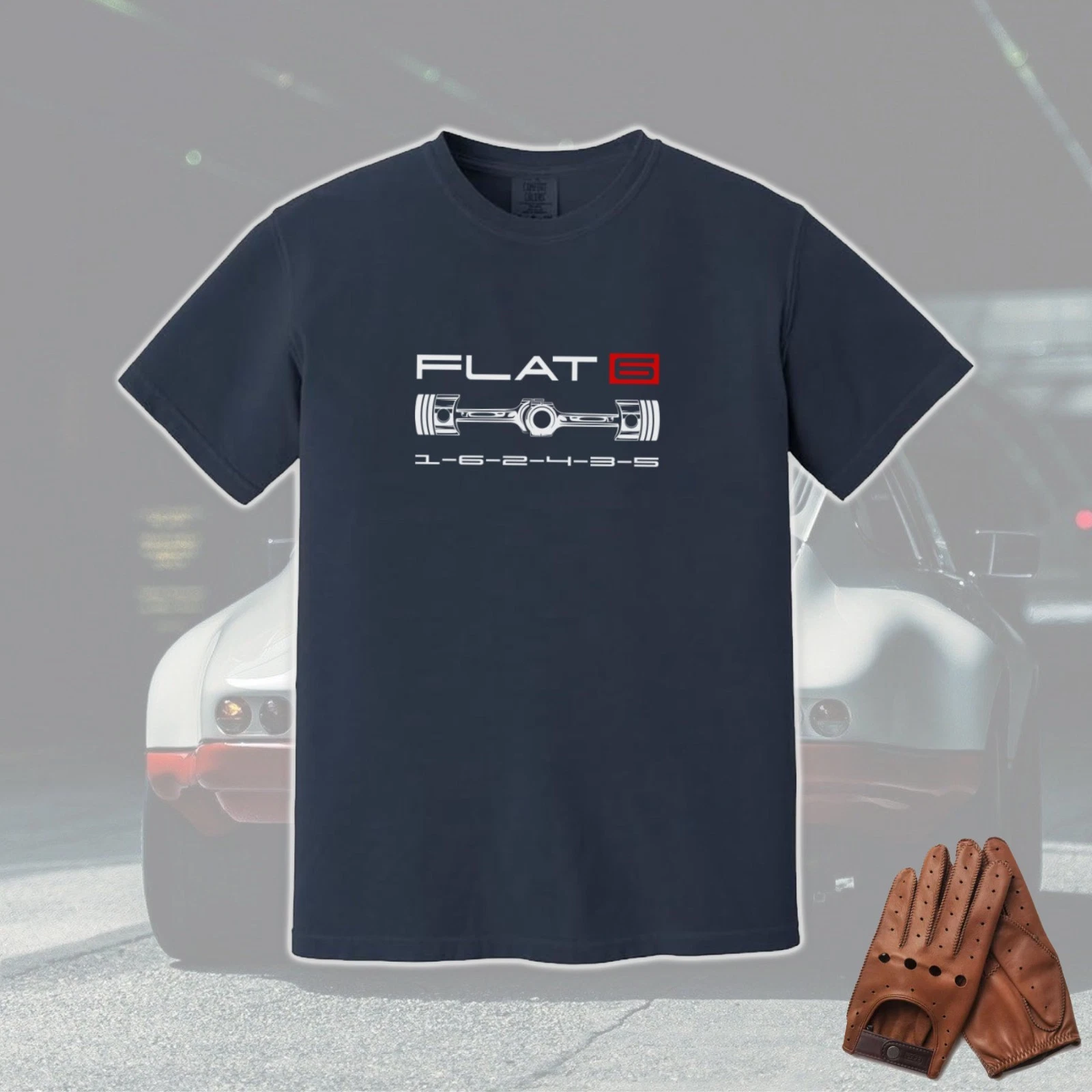 Flat-Six Engine Graphic T-Shirt – Boxer Engine Art Tee, Gift for Air-Cooled Fan