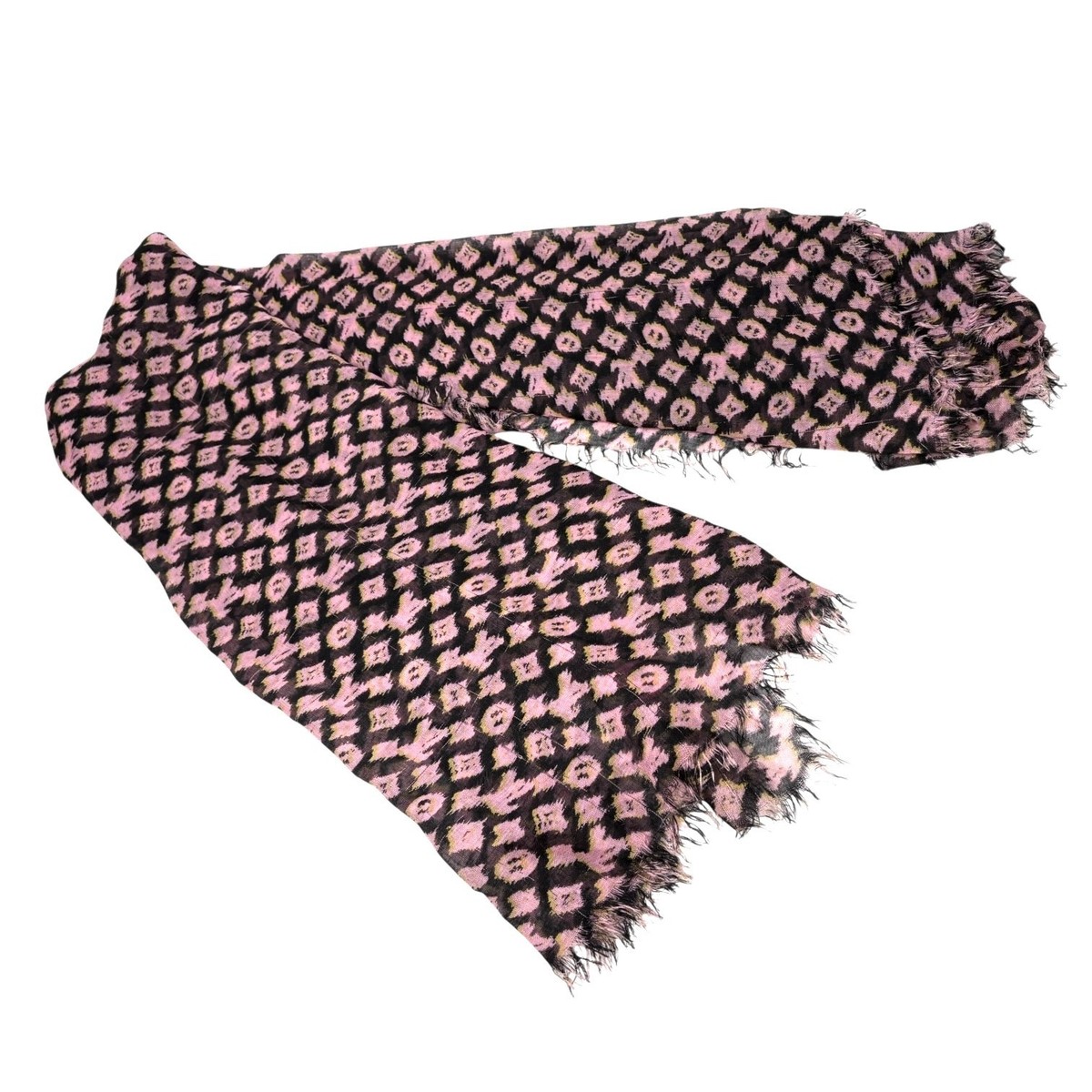 LOUIS VUITTON Vintage Monogram Logo Graffiti Scarf Shawl Pink