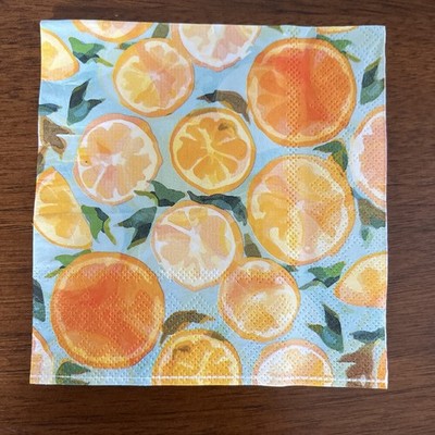 (2) TWO Decoupage Paper Cocktail Napkins Lemon Slices Looks Orange 2me  10 X 10 
