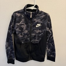 Nike Kids Jacket 6-7 Years Black Camo Full Zip Swoosh Youth 6 7 Boys Track