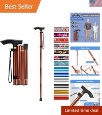 Portable Adjustable Folding Cane - Ideal for Elderly, Supports 198 lbs, Safe Use