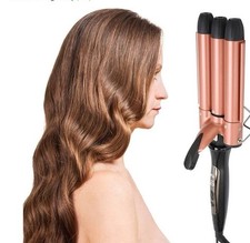 3 Barrel Curling Iron Wand LCD Display 25mm Hair Waver Temperature Adjustable US