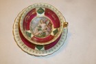 Antique Saint Killian? Porcelain Footed  Cup and Saucer Woman portrait w/ Cherub — photo 3