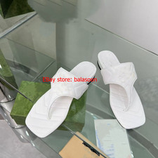 2026 spring and summer square toe flip-flops low-heeled leather slippers 35-43