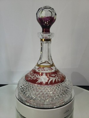 Wine Ship's Yacht Decanter Glass, Crystal Ebeling & Reuss Marchioness Ruby Red