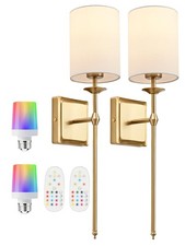Battery Operated Wall Sconces Set of 2 Gold Sconces Wall Decor Cordless Wall ...