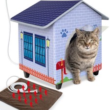 Heated Cat Houses for Indoor/Outdoor Cats with Elevated Heated Cat Bed Provid...