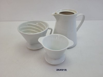 Kaffeekanne & 2x Kaffeeaufsatzfilter Melitta GERMANY Cilio Weiß Vintage #264918
